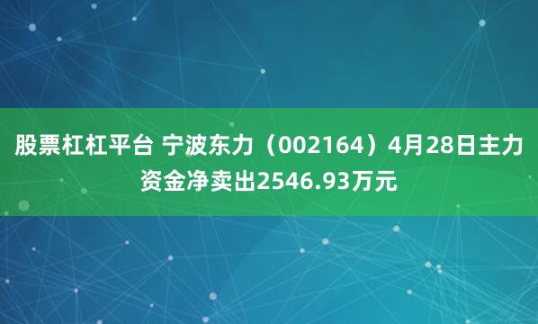 股票杠杠平台 宁波东力（002164）4月28日主力资金净卖出2546.93万元